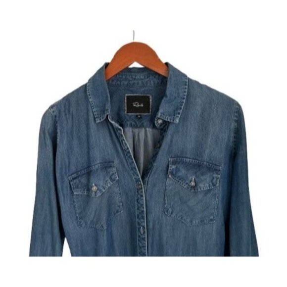 RAILS CARTER CHAMBRAY BUTTON DOWN Shirt Blue Pockets Size Small - Picture 3 of 8